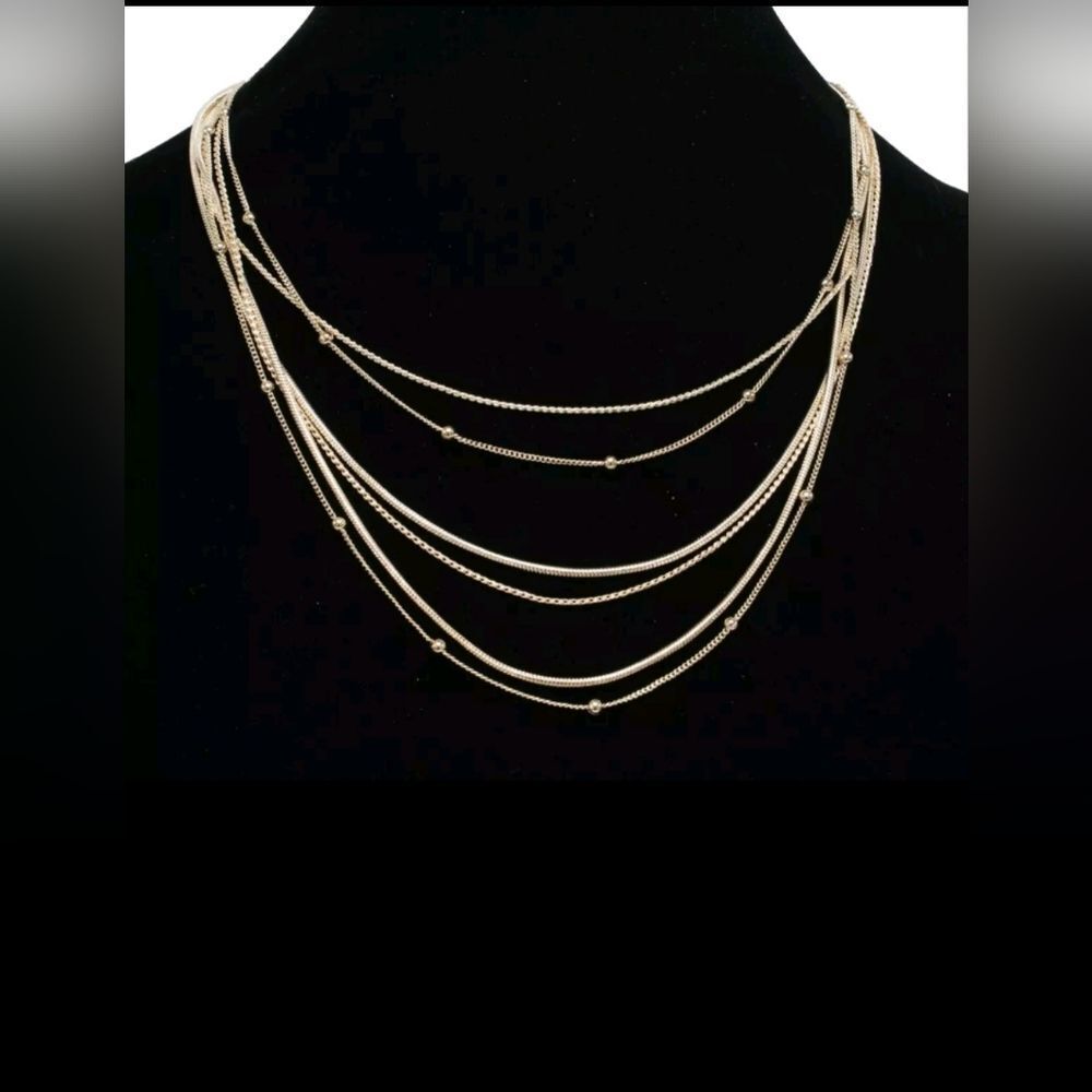 Rose Gold Multi Strand Necklace by Metal NWT 18"